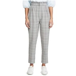 Cupcakes & Cashmere Pants Womens 4 Gray Plaid Lindley High Rise Pleated Classic